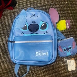 Blue and Purple Mini Bag with Stitch Design